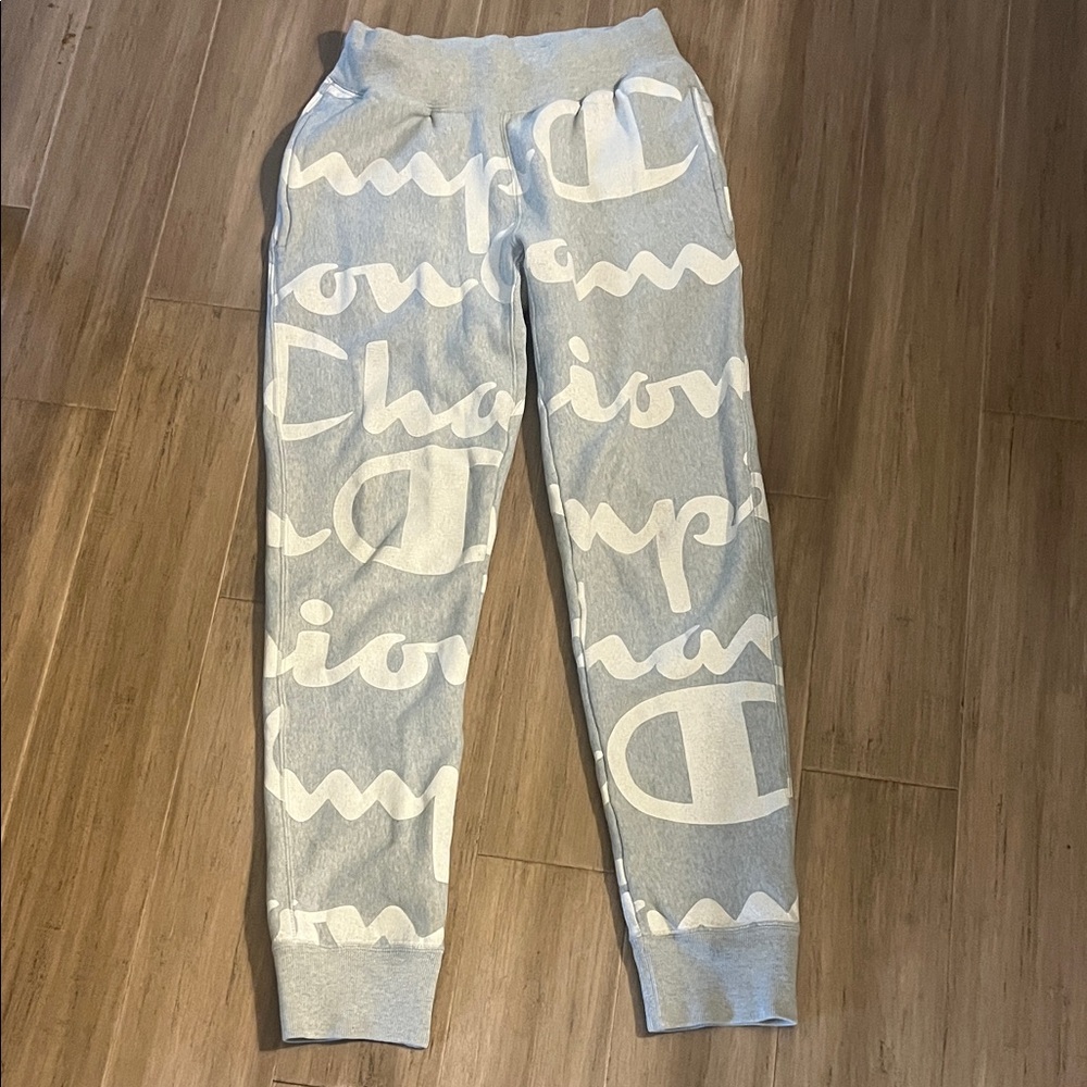 Champion Mens Light Gray Logo Joggers Small